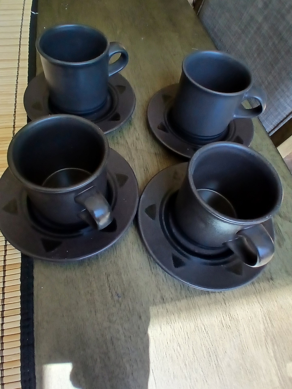 Pfaltzgraff Matte Black Espresso Cup and Saucer Set - Set of 4